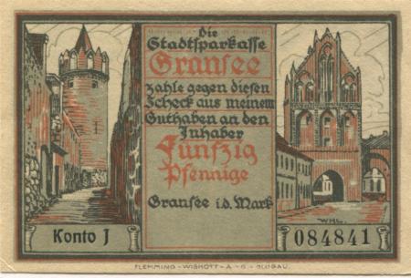 Gransee - Stadtsparkasse - -- - 50 Pfennig 