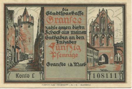 Gransee - Stadtsparkasse - -- - 50 Pfennig 