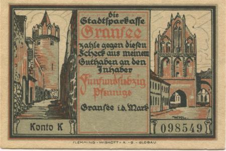 Gransee - Stadtsparkasse - -- - 75 Pfennig 