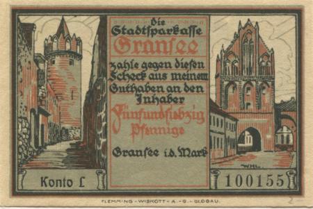 Gransee - Stadtsparkasse - -- - 75 Pfennig 