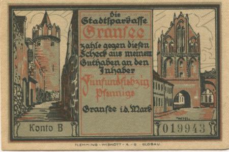 Gransee - Stadtsparkasse - -- - 75 Pfennig 