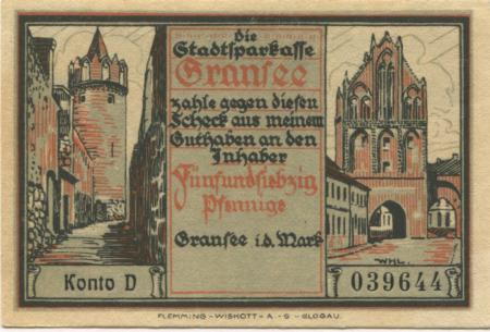 Gransee - Stadtsparkasse - -- - 75 Pfennig 