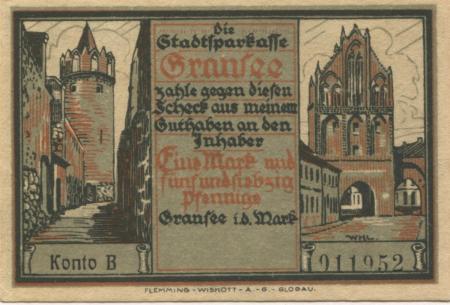 Gransee - Stadtsparkasse - -- - 1.75 Mark 