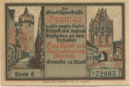 Gransee - Stadtsparkasse - -- - 1.75 Mark 