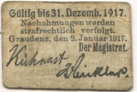 Graudenz (heute: PL-Grudziadz) - Stadt - 2.1.1917 - 31.12.1917 - 10 Pfennig 