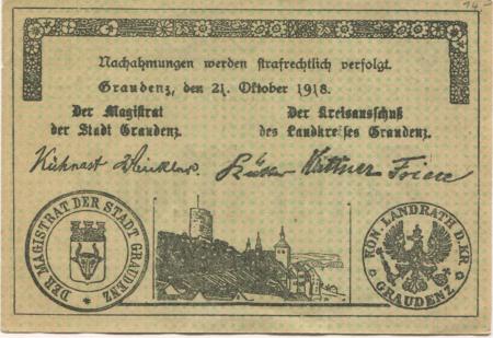 Graudenz (heute: PL-Grudziadz) - Stadt und Kreis - 21.10.1918 - 10 Mark 