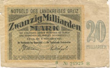 Greiz - Kreis - 5.11.1923 - 20 Milliarden Mark 