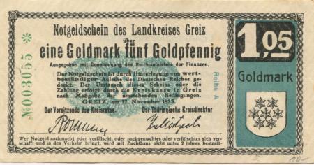 Greiz - Kreis - 12.11.1923 - 1.05 Gold-Mark 