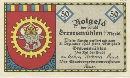 Grevesmühlen - Stadt -  - 31.12.1923 - 50 Pfennig 