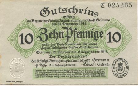 Grimma - Amtshauptmannschaft - 21.2.1917 - 31.12.1918 - 10 Pfennig 