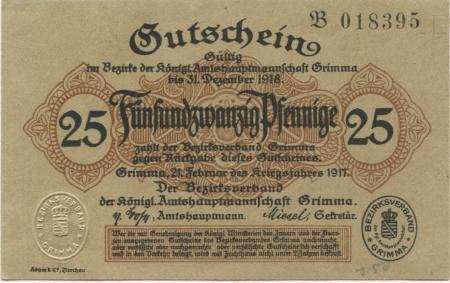 Grimma - Amtshauptmannschaft - 21.2.1917 - 31.12.1918 - 25 Pfennig 