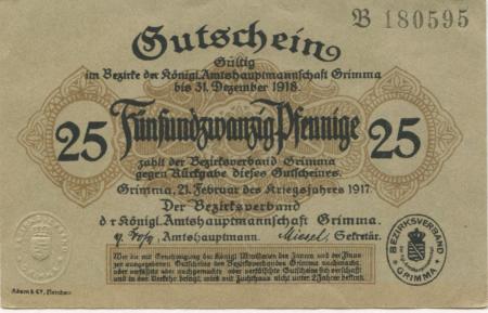 Grimma - Amtshauptmannschaft - 21.2.1917 - 31.12.1918 - 25 Pfennig 