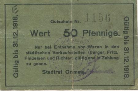 Grimma - Stadt - - 31.12.1918 - 50 Pfennig 