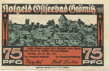 Grömitz - Gemeinde - 12.5.1921 - 75 Pfennig 