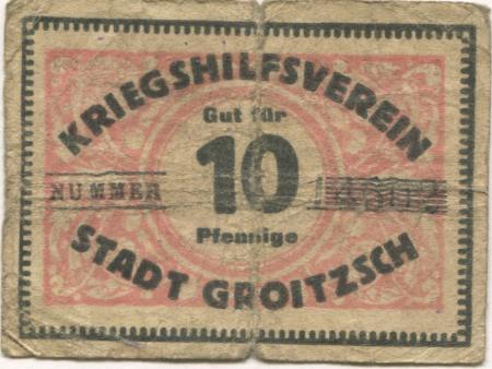 Groitzsch - Kriegshilfsverein - -- - 10 Pfennig 
