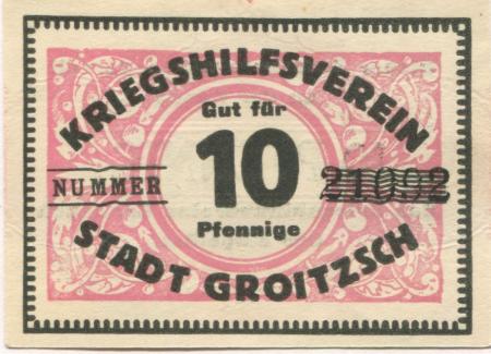 Groitzsch - Kriegshilfsverein - -- - 10 Pfennig 