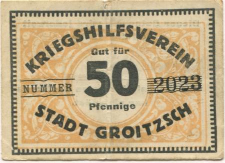 Groitzsch - Kriegshilfsverein - -- - 50 Pfennig 