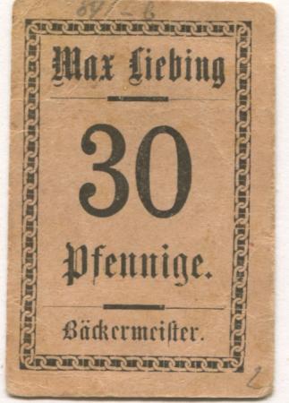 Groitzsch - Liebing, E. Max. Bäckermeister - -- - 30 Pfennig 