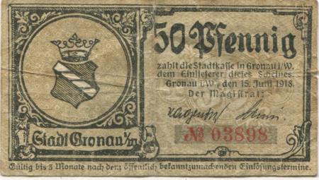 Gronau - Stadt - 15.6.1918 - 50 Pfennig 