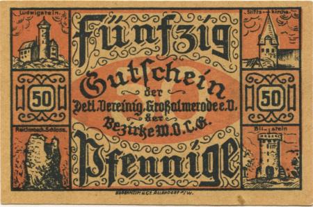 Großalmerode - Detaillisten-Vereinigung der Bezirke Witzenhausen, Oberkaufungen, Lichtenau, Großalmerode eV - -- - 50 Pfennig 