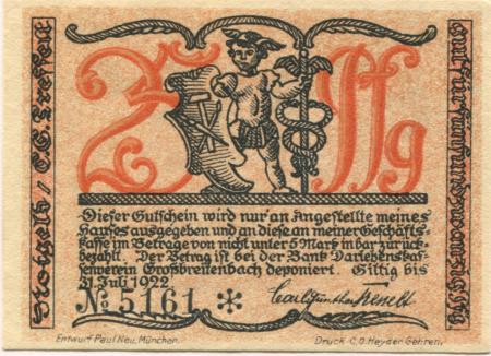 Großbreitenbach - Tresselt, Carl Günther, Kleinkunstindustrie - - 31.7.1922 - 25 Pfennig 