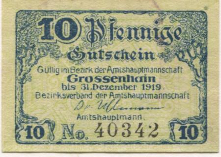 Großenhain - Amtshauptmannschaft - - 31.12.1919 - 10 Pfennig 