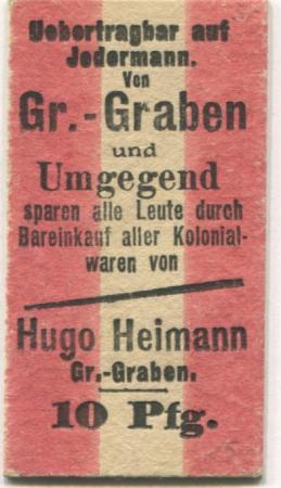 Groß-Graben (heute: PL-Twardogora/Grabowno Wielkie) - Heimann, Hugo, Kolonialwaren - -- - 10 Pfennig 