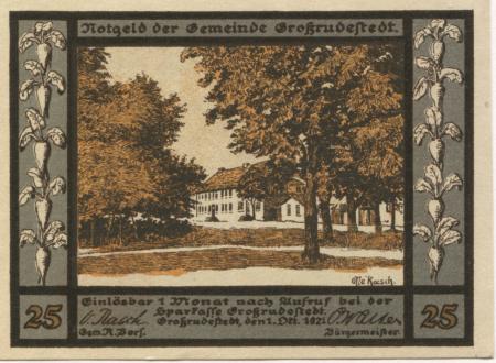 Großrudestedt - Gemeinde - 1.10.1921 - 25 Pfennig 