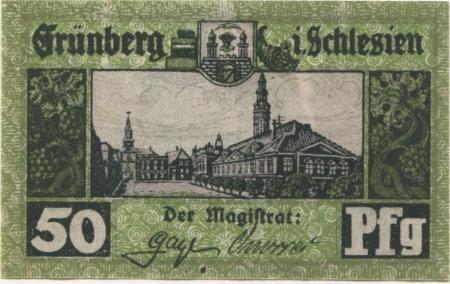 Grünberg (heute: PL-Zielona Gora) - Stadt - - 31.12.1921 - 50 Pfennig 
