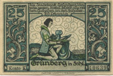 Grünberg (heute: PL-Zielona Gora) - Stadtbank - -- - 25 Pfennig 
