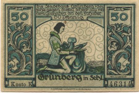 Grünberg (heute: PL-Zielona Gora) - Stadtbank - -- - 50 Pfennig 