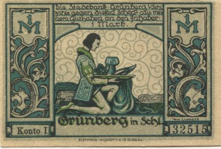 Grünberg (heute: PL-Zielona Gora) - Stadtbank - -- - 1 Mark 