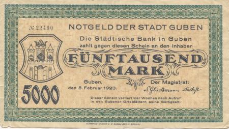 Guben - Stadt - 8.2.1923 - 5000 Mark 