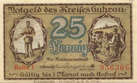 Guhrau (heute: PL-Gora) - Kreis - -- - 25 Pfennig 