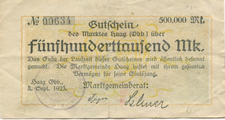 Haag - Markt - 8.9.1923 - 500000 Mark 