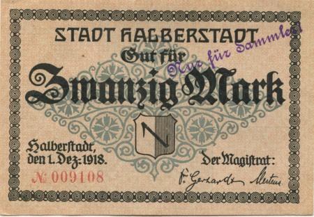 Halberstadt - Stadt - 1.12.1918 - 20 Mark 