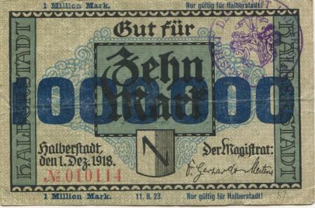 Halberstadt - Stadt - 11.8.1923 - 1 Million Mark 