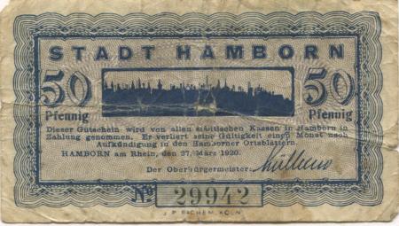 Hamborn (heute: Duisburg) - Stadt - 27.3.1920 - 50 Pfennig 