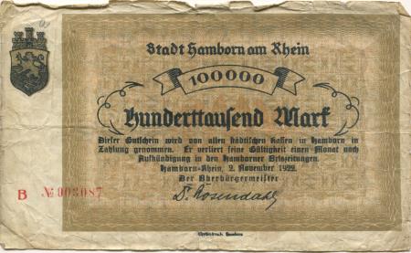 Hamborn (heute: Duisburg) - Stadt - 2.11.1922 - 100000 Mark 