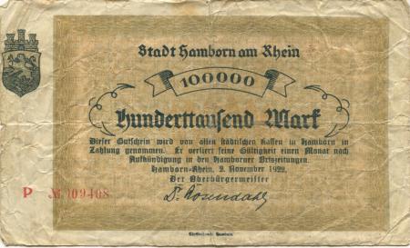 Hamborn (heute: Duisburg) - Stadt - 2.11.1922 - 100000 Mark 