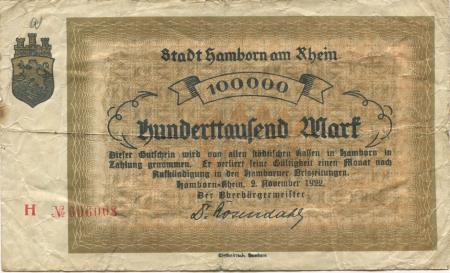 Hamborn (heute: Duisburg) - Stadt - 2.11.1922 - 100000 Mark 