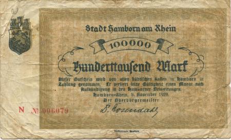Hamborn (heute: Duisburg) - Stadt - 2.11.1922 - 100000 Mark 