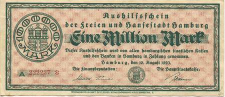 Hamburg - Stadt und Staat - 10.8.1923 - 1 Million Mark 