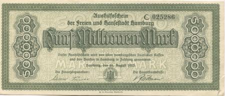 Hamburg - Stadt und Staat - 28.8.1923 - 5 Millionen Mark 