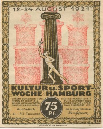 Hamburg - Kultur- und Sportwoche, Finanzausschuss und Geschäftsführung - 12.8.1921/24.8.1921 - 1.10.1921 - 75 Pfennig 