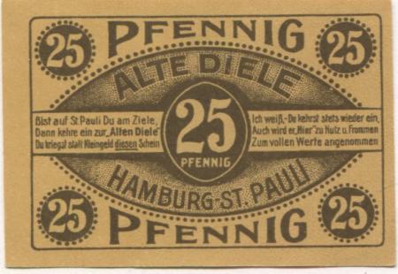 Hamburg-Sankt Pauli - Alte Diele - - 31.12.1921 - 25 Pfennig 