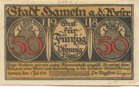 Hameln - Stadt - 1.7.1918 - 50 Pfennig 