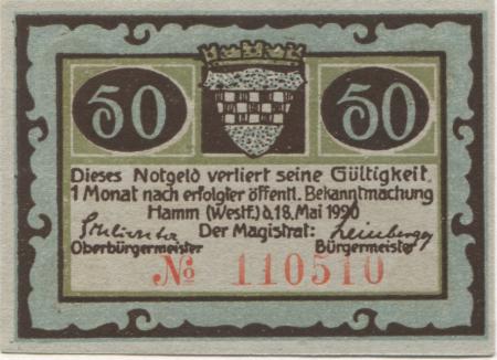 Hamm -Stadt - 18.5.1920 - 50 Pfennig 