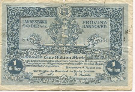 Hannover - Landesbank der Provinz - 9.8.1923 - 1 Million Mark 
