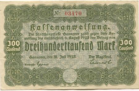 Hannover - Stadt - 31.7.1923 - 6.8.1923 - 300000 Mark 